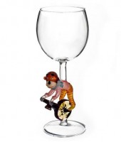 Дизайнерский бокал для вина "Обезьяна на ретро велосипеде", 350мл