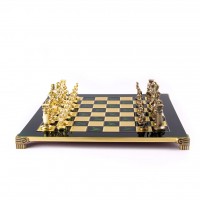 Шахматный набор  "Греко-Романский Период"  (зелен. мет. доска 44х44, дер. короб, фигуры золото/бронза)