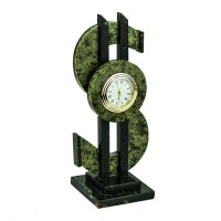 Декоративные настольные часы из змеевика "Американский доллар", высота 18 см