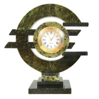 Декоративные настольные часы из змеевика "Европейская валюта", высота 14 см