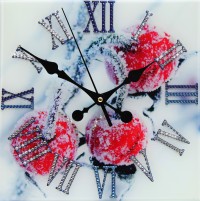 Декоративные часы с кристаллами Swarovski "Зимняя вишня"