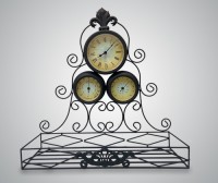 Декоративные часы с термометром, гидрометром и полкой для цветов "Тайс"