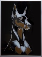 Картина с кристаллами Swarovski "Символ года Доберман"