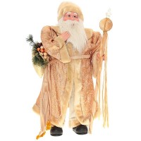 Новогодняя кукла "Дед Мороз с посохом" (золотой), выс.88см