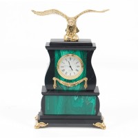 Декоративные часы из малахита "Гордый орёл", высота 25 см