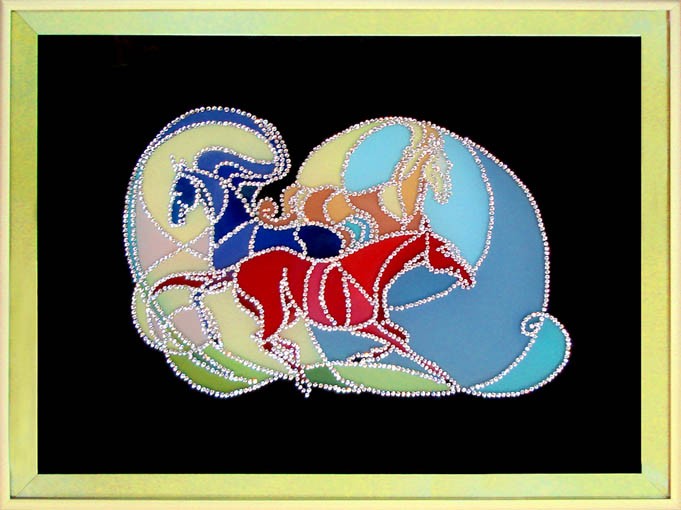Купить Картина Сваровски "Кони. Витражная палитра", 30 х 40 см с ...