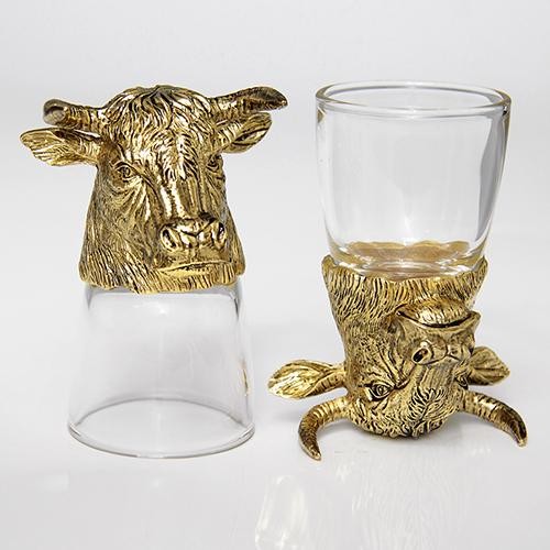 Купить Набор из 2 стопок-перевертышей "Бык" (24K Goldplated) с ...