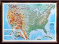 Объемная карта-панорама США с сенсорным эффектом международного класса G09B, 1200Х900Х80мм (багет пластик)