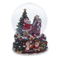 Фигурка декоративная в стекл. шаре с муз. "Дед Мороз"