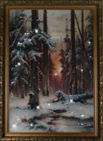 Картина Swarovski  «Зимний закат в еловом лесу»