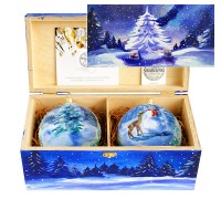 Набор новогодних шариков с кристаллами Swarovski "Новогодний лес", d. 10см