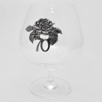 Подарочный бокал для коньяка с оловянным декором "Семидесятилетие" выс.17,5см