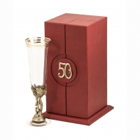 Бокал "50 лет" для шампанского Богемия, Н=215 мм, V=190 мл, отделка "Сеточка" (в кожаном футляре)