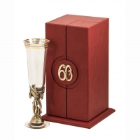 Бокал "60 лет" для шампанского Богемия, Н=215 мм, V=190 мл, отделка "Сеточка" (в кожаном футляре)