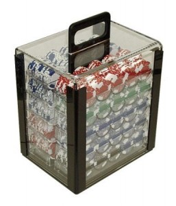 Прозрачный контейнер на 1000 фишек с лотками