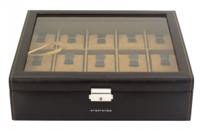 Шкатулка для хранения 15 часов Champ-Collection (20111-3), цвет темно-коричневый
