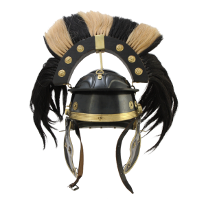 Шлем Римский с поперечным  черно-светлым плюмажем